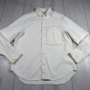 Cos Shirt Mens Medium Off White Twill Overshirt Minimalist Pen Pocket Oversized